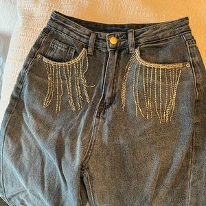 Stylish Blue Jeans with Beaded Detail